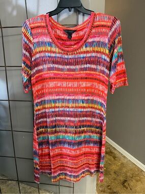 Vibrant Multicolor Striped Short Sleeve Dress